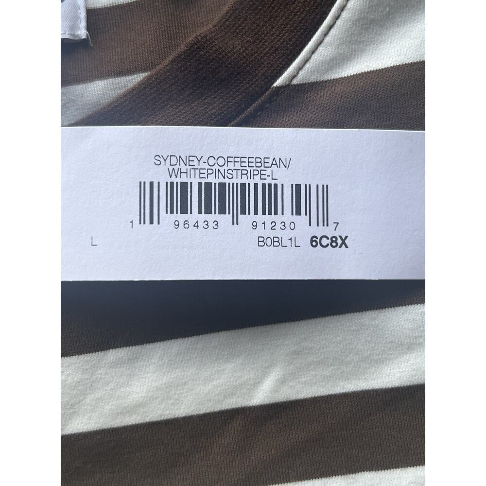 The Drop Women's Sydney SS Cropped Crew Neck T-Shirt Sz L Coffee Bean/White Pin - Picture 4 of 11